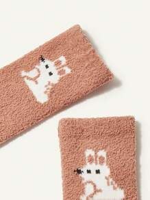 SHEIN 3對/套可愛動物圖案珊瑚絨襪子適用於嬰兒 - 彩色 - 查看 6