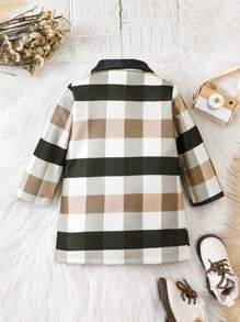 Baby Boy 1pc Plaid Double Breasted Overcoat