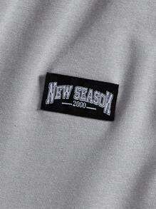 SHEIN EZwear con diseño de parche de letra Top tank & de cintura con cordón Pantalones deportivos - Gris - Ver 5