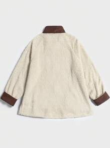 SHEIN EZwear 拉鍊插肩袖泰迪大衣