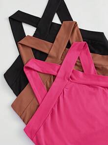 SHEIN Essnce 3 piezas Top unicolor crop correa ancha - Multicolor - Ver 4