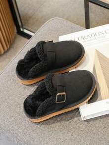 Kids Fashion Thermal Slippers Snow Plush Slippers - Black - View 2