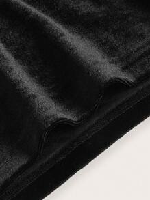 SHEIN EZwear 黑色水钻蝴蝶图案喇叭裤 - 黑色 - 查看 4