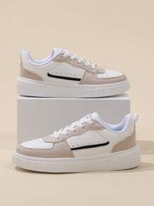 Damen Schnürkasual Schuhe, Sportschuhe, weiße Schuhe, Damenschuhe, Skaterschuhe, leichte Straßenbrettkschuhe