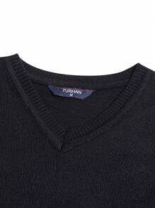 EURMUSE Men Solid Sweater Vest Without Shirt - Black - View 4