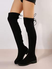 Femme Plat Aux Genoux Bottes , Chevalier Bottes , Cuissardes