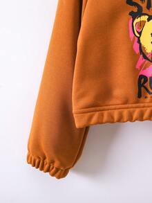 SHEIN 女小童卡通和字母圖案插肩袖衛衣和衛褲