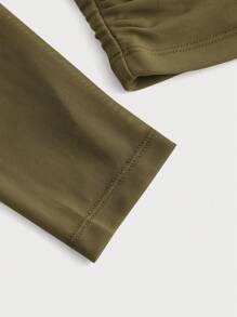 SHEIN MOD Sweetheart Neck Ruched Bustier Crop Tee - Army Green - View 3