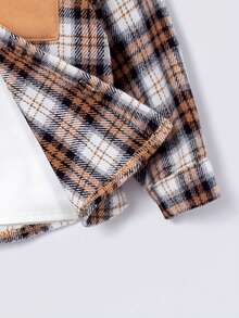 SHEIN 男嬰格紋印花連帽襯衫不帶T恤 - 彩色 - 查看 5