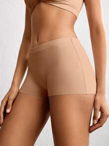 Ocili 彈性平滑無縫中腰平口短褲-卡其色 - 卡其色 - 查看 4