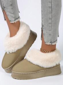 Quý cô Nêm Gót chân Dày Đế Giày ống - Màu xanh Ô liu - Xem 4