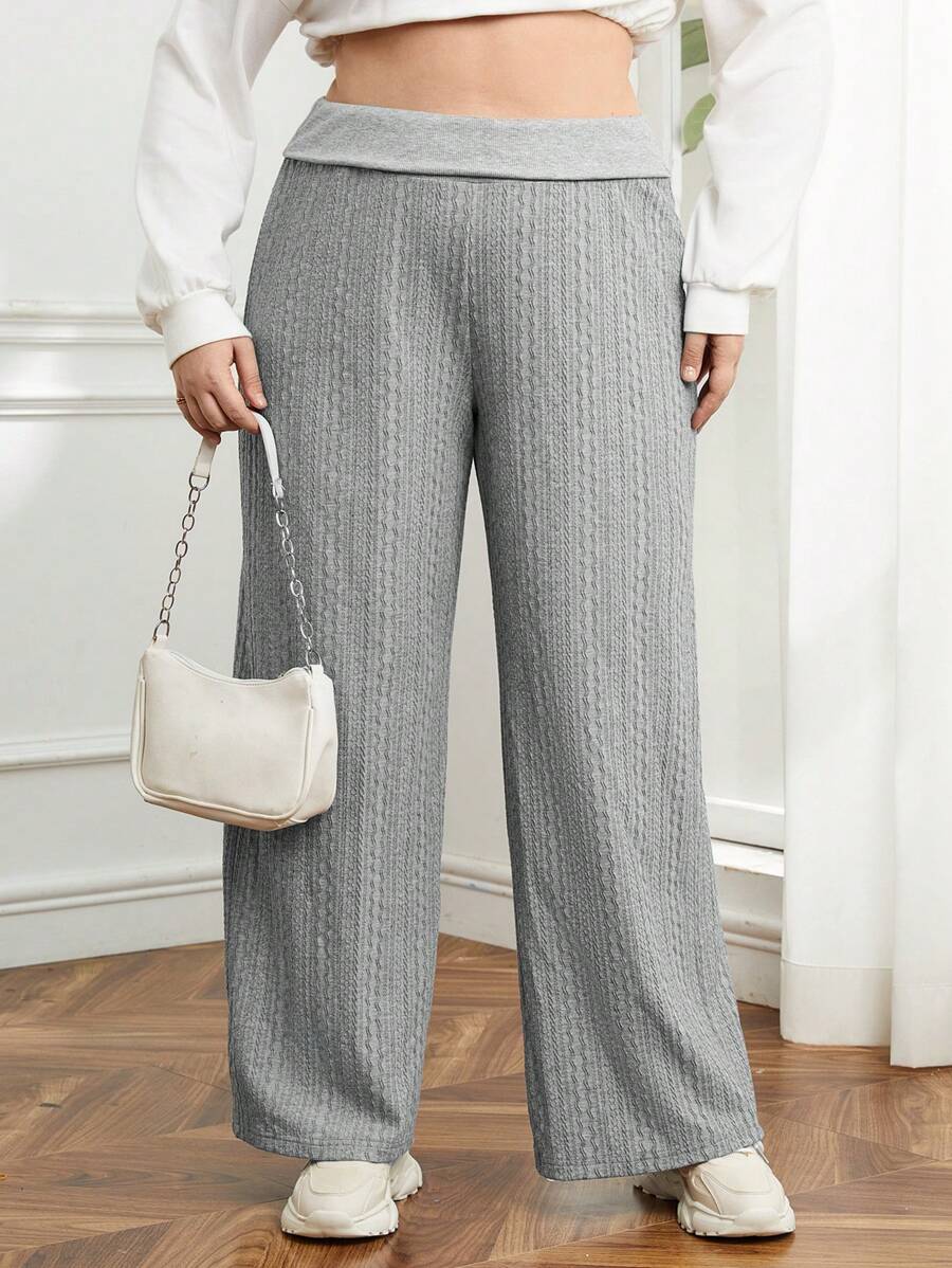 SHEIN Essnce Hơn Quần ống rộng - Xám - Xem 1