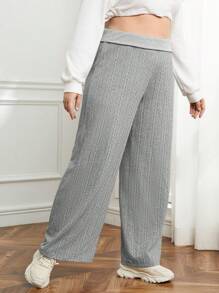 SHEIN Essnce Hơn Quần ống rộng - Xám - Xem 4