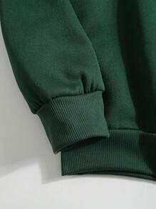 SHEIN Unity Plus Christmas Tree Print Thermal Lined Sweatshirt - Dark Green - View 4