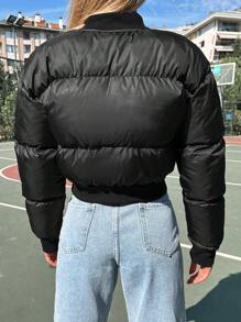 EURMUSE Women's Fashionable Zip-Up Padded Coat, Winter - Black - View 4