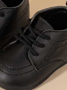 英式風格百搭實用純色平底鞋,適用於男女嬰兒 - 黑色 - 查看 6