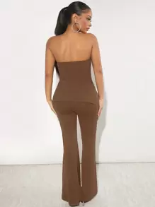 Radiana Solid Tube Top & Flare Leg Pants