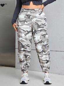 SHEIN EZwear Hơn Camo In Túi nắp bên cạnh Quần jean chở hàng - Nhiều màu - Xem 1
