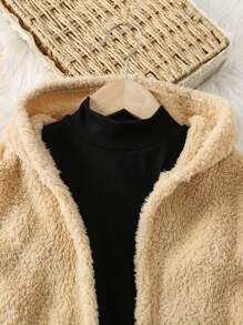 SHEIN 女小童素色背心上衣和褲子&開門襟連帽外套 - 棕色 - 查看 6