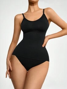 SHAPORA Women's Casual Black Backless Regular Length Medium Stretch Tank Top Shapewear With Tummy Control - Black - View 5