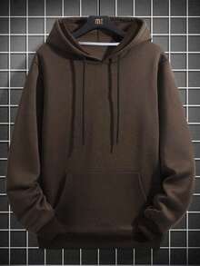 Manfinity EMRG 男款寬鬆休閒連帽衫,有天使口號印花 - 棕色 - 查看 3