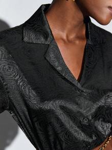 Maija Dệt hoa Xa ten Áo sơ mi - màu đen - Xem 8