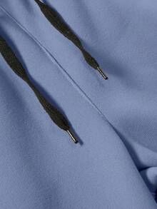 Manfinity Nam Đồ họa Chữ cái Eo dây rút Quần thể thao - Màu xanh bụi bặm - Xem 7