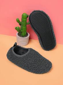 冬天室內柔軟的濃烈香調易於套上和時髦平底拖鞋適用於嬰兒 - 深灰色 - 查看 8