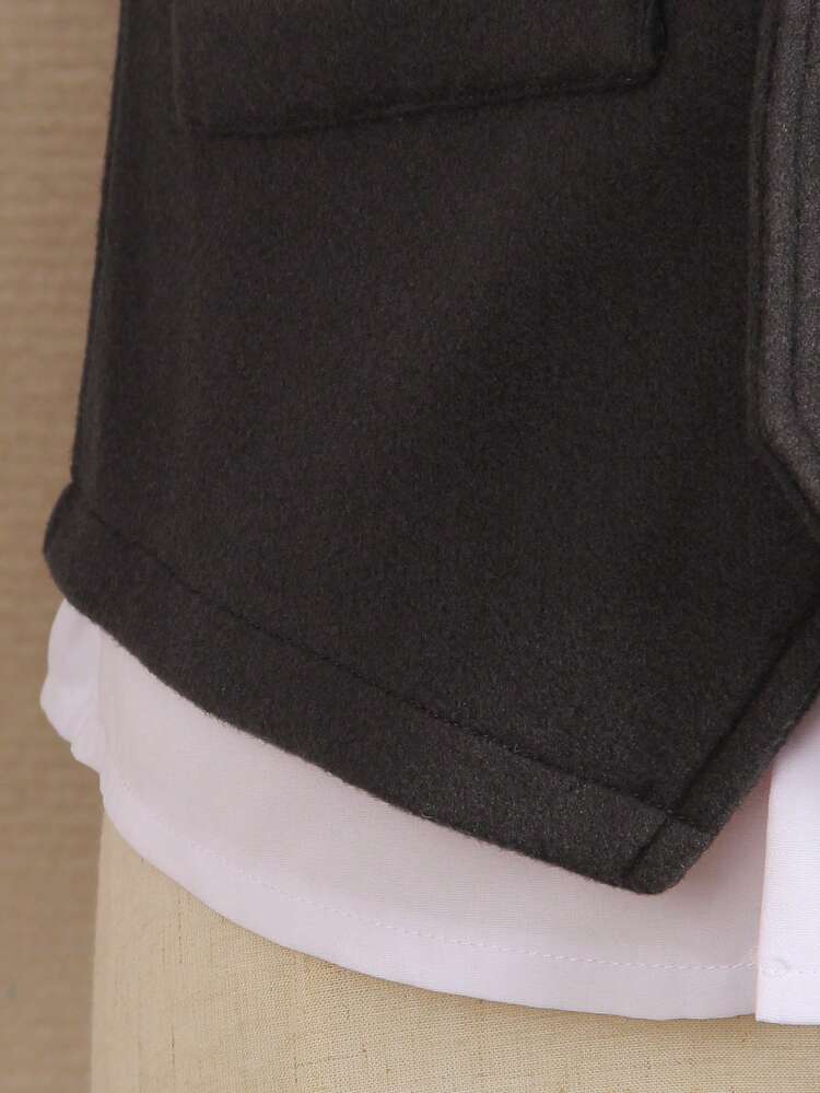 Tween Boy Solid Button Front Waistcoat & Shirt