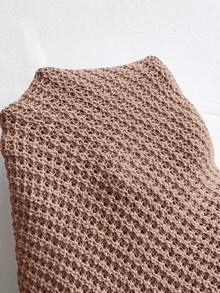 SHEIN Frenchy Twist Tie Back Drop Shoulder Sweater - Dusty Pink - View 7