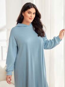 Mulvari Plus Size Letter Graphic Drop Shoulder Sweatshirt Dress - Blue - View 4