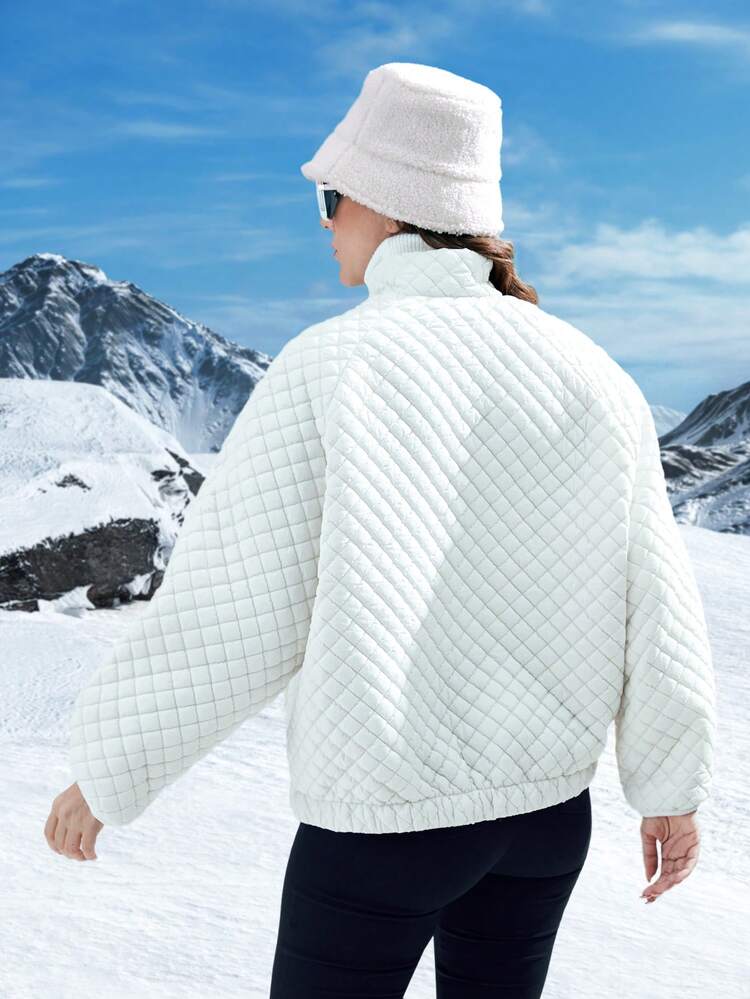 Drop Shoulder Quilted Padded Coat Clothes Winter Fall Cloth For Women