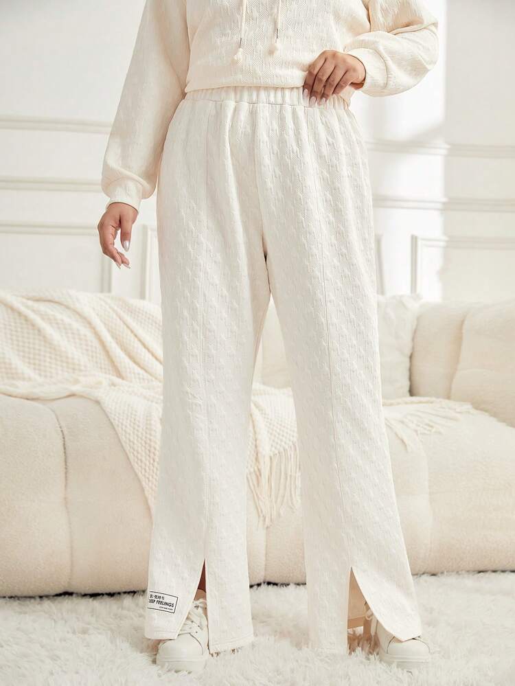 Plus Letter Patched Detail Split Hem Sweatpants