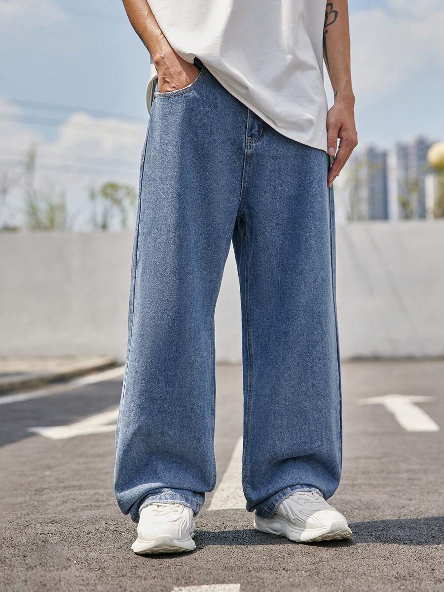 INFLATION 男士斜口袋牛仔褲 - 中等水洗藍 - 查看 1