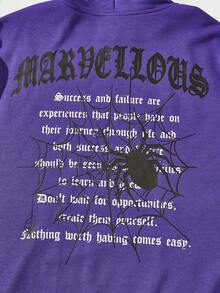 Manfinity RebelGame 男式宽松口号图案长袖休闲连帽衫 - 彩色 - 查看 4