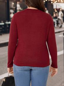 SHEIN LUNE Plus Star Print Tee - Red - View 4