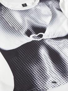 SHEIN ICON Plus Body Print Crop Tee - White - View 2