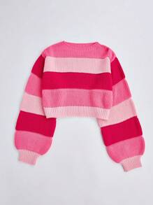 Flirla Jersey corto de manga farol con color en bloques, Tops de manga larga