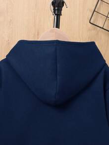 SHEIN 青少年男孩图案保暖内衬卫衣 - 藍色 - 查看 9