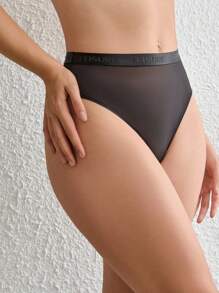 Ocili Leisure Letter Graphic Tape Brief - Black - View 1