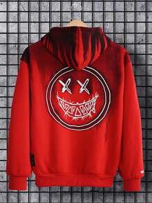 Manfinity Homme Men Slogan & Expression Print Drawstring Hoodie - Red - View 2
