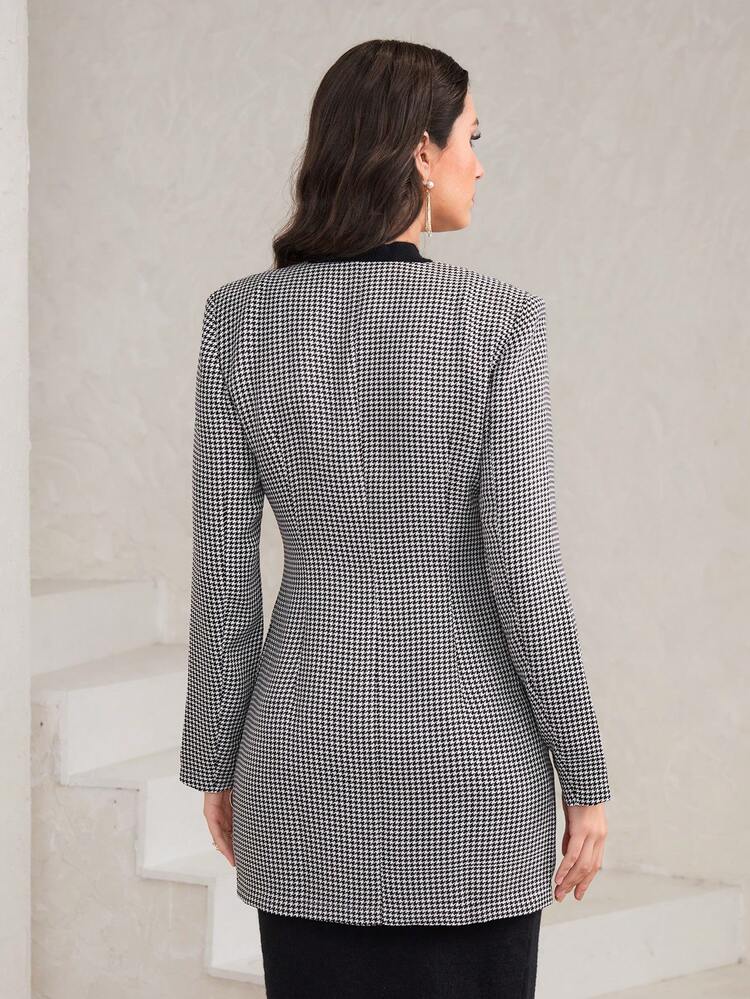 Striped Print Button Front Coat Fall Cloth For Women