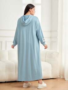 Mulvari Plus Size Letter Graphic Drop Shoulder Sweatshirt Dress - Blue - View 2