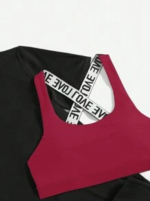 Studio SHEIN Sport 3 قطع مجموعة تمارين رياضية للسيدات شاملة على صدرية رياضية وبلوزة وبنطال للاحتفال برأس السنة الصينية الجديدة