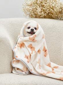 PETSIN 可愛和舒適寵物毯帶淺褐色的小熊印花 - 彩色 - 查看 2