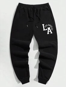 Manfinity Homme Nam Plus Đồ họa Chữ cái Eo dây rút Quần thể thao - màu đen - Xem 4