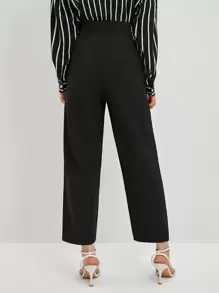 BizChic Women's High Waist Straight Leg Cropped Pants, Romantic Elegant Daily Fashion Versatile Business Casual, Suitable For Office, Business, Casual Wear, Teacher Attire In Fall/Winter - Black - View 2