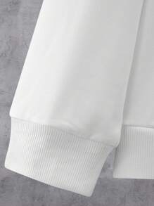 Manfinity Hypemode Nam Nấm & Đồ họa Khẩu hiệu Thả vai Dây rút Hoodie - trắng - Xem 4