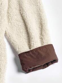 SHEIN EZwear 拉鍊插肩袖泰迪大衣