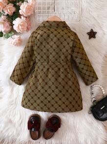 SHEIN Baby Boy Allover Print Double Breasted Belted Trench Coat